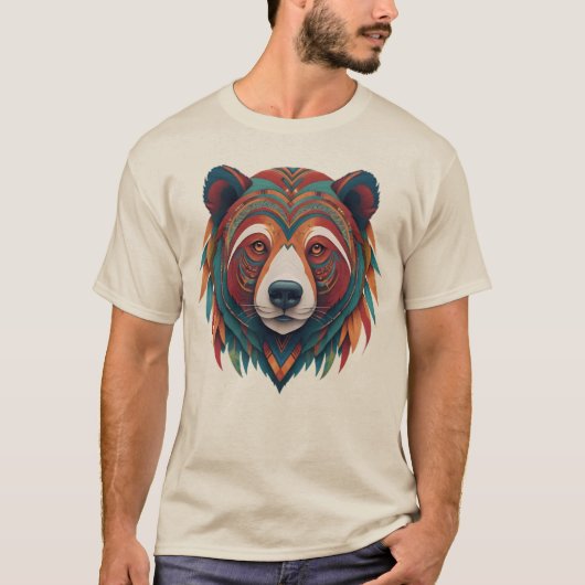 Camiseta Masculina Básica Urso Tribal-2 Tシャツ (正面)