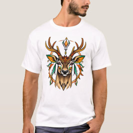 Camiseta Masculina Básica Veado Tribal Tシャツ