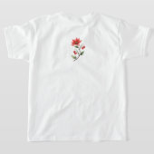 Camiseta meninas Natal verde e Flores Vermelhas Tシャツ (レイダウン裏面)