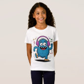 Camiseta Monstruo Bailando Feliz con Auriculares Tシャツ (正面フル)