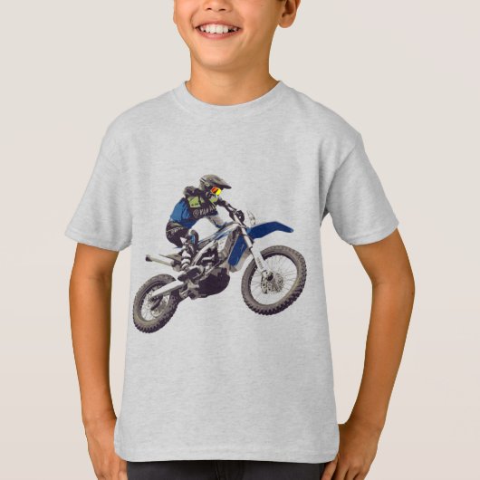Camiseta Motocicleta Azul con motociclista Tシャツ (正面)