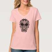 Camiseta mujer Calavera mexicana con rosas Tシャツ (正面)