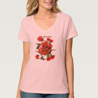 Camiseta Mujer Rosas Rojas Tシャツ