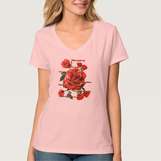 Camiseta Mujer Rosas Rojas Tシャツ (正面)