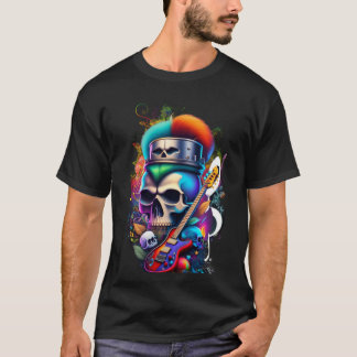 Camiseta oscura básica para hombre PUNK SKULL Tシャツ