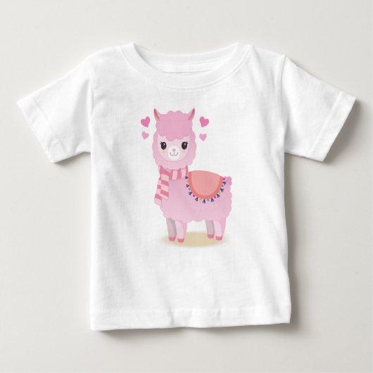 Camiseta para Bebês Lhama Rosa ベビーTシャツ (正面)