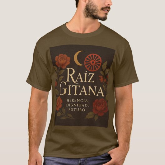 Camiseta para Hombre "Raíz Gitana" Tシャツ (正面)