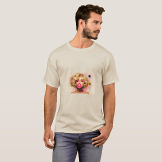Camiseta Pop Art Glam – Mujer Rubia con Chicle Tシャツ