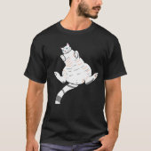 Camiseta preta gato branco de barriga pra cima tシャツ (正面)