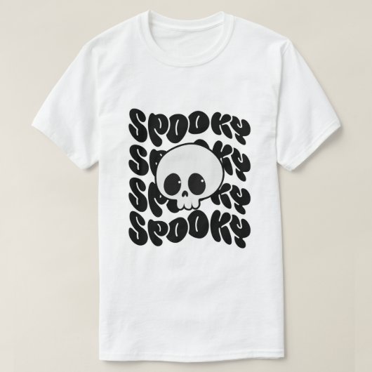 Camiseta Retro Spooky con Calavera Kawaii Tシャツ (デザイン正面)
