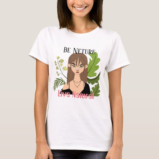 camiseta t-shirt girl nature planta  tシャツ (正面)