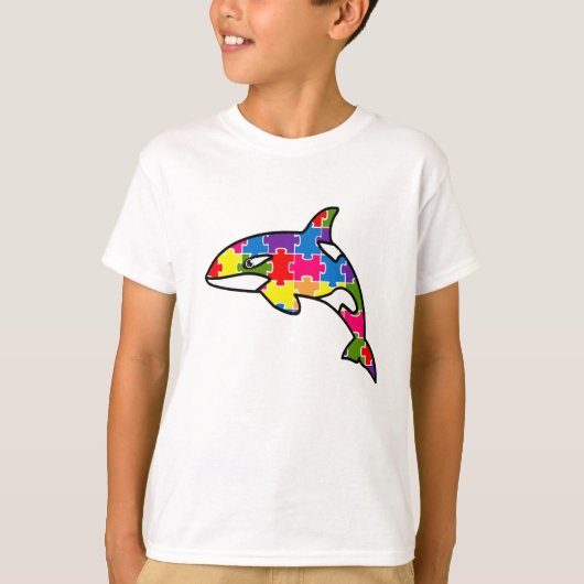Camiseta (T-shirt) Infantil Quebra-Cabeça - Baleia Tシャツ (正面)
