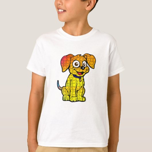 Camiseta (T-shirt) Infantil Quebra-Cabeça Cachorro Tシャツ (正面)