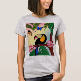 camiseta Tucano tropical e borboletas Tシャツ