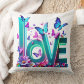 Camiseta Vibrant Love and Butterflies – Colorful F クッション (ブランケット)