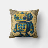 Camiseta vintaje cute robot steampunk friendly IA クッション (裏面)