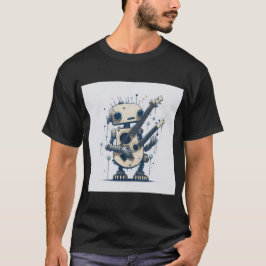 Camiseta vintaje cute robot steampunk guitar dual tシャツ