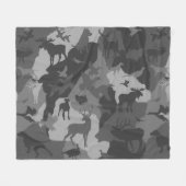 Cammo灰色動物の4/deer/elk/moose/hunting犬 フリースブランケット (正面(横))