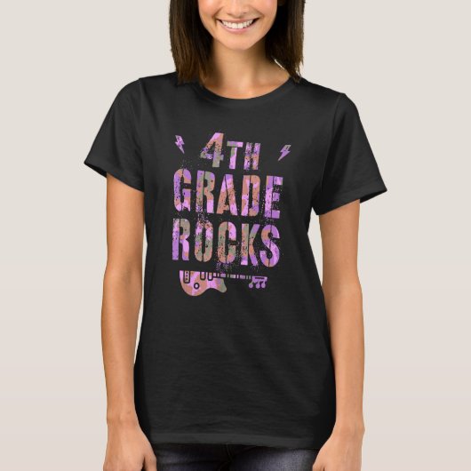 Camo 4th Grade Rocks Teacher I Teach Fourth Gr Roc Tシャツ (正面)
