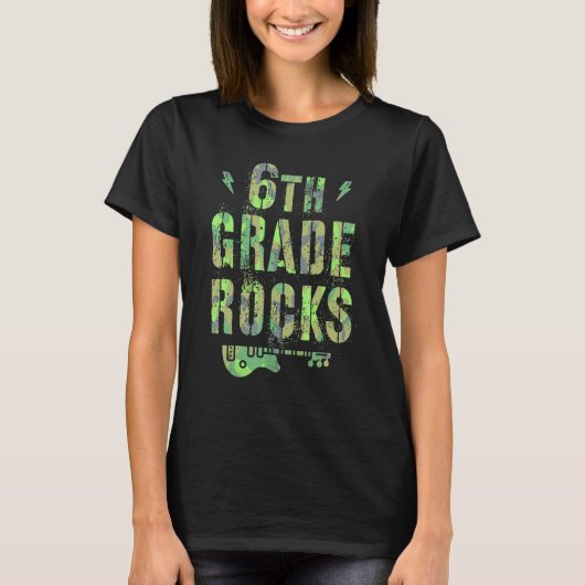 Camo 6th Grade Rocks Camp Teacher Squad Sixth Grad Tシャツ (正面)