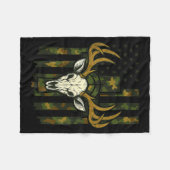 Camo American Flag Elk Skull Deer Hunting Youth Bo フリースブランケット (正面(横))