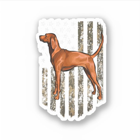 Camo American Flag Redbone Coonhound 4Th Of July U シール (正面)