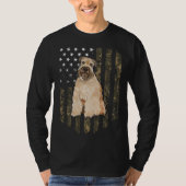 Camo American Flag Soft Coated Wheaten Terrier 4th Tシャツ (正面)