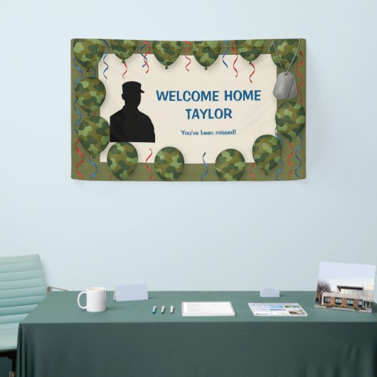 Camo Balloon Welcome Home Banner for Soldier  横断幕 (トレードショー)