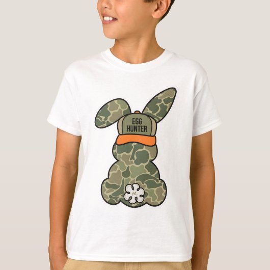Camo Bunny Egg Hunter Funny Easter Boys Gift Idea Tシャツ (正面)