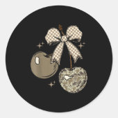 Camo Checkered Cherry Bow, Hunting,checkered Patte ラウンドシール (正面)