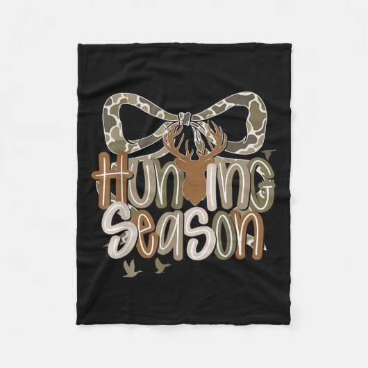 Camo Coquette Bow Deer Hunt Duck Hunting Women Gir フリースブランケット (正面)