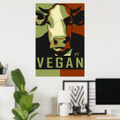 Camo Cow Pop Art Poster - Vegan  ポスター (ホームオフィス)