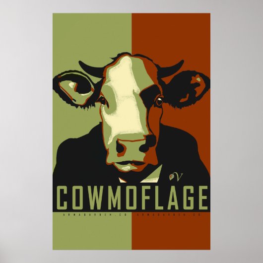 Camo Cowmoflage Pop Art Cow Poster ポスター (正面)