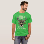 Camo Deer Hunting Boy Men Born Hunt Forced Go Scho Tシャツ (正面フル)
