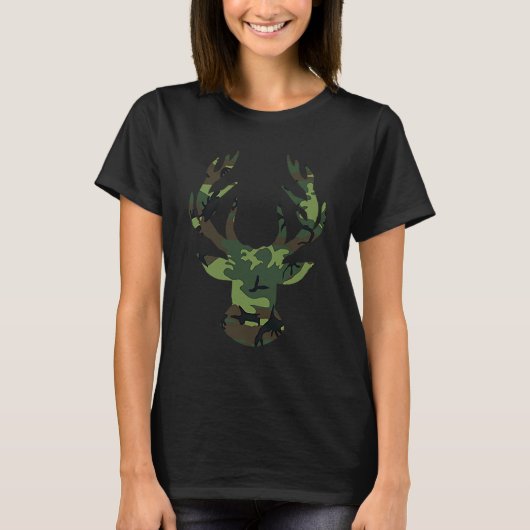Camo Deer Hunting Camouflage Deer Hunting Season H Tシャツ (正面)