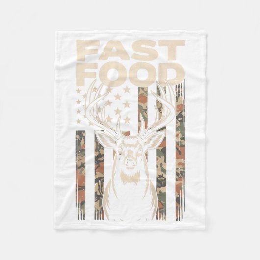 Camo Deer Hunting Fast Food Gag Hunter Gift Funny フリースブランケット (正面)