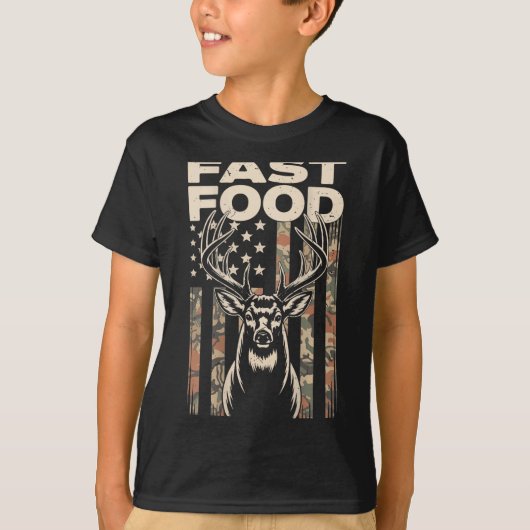 Camo Deer Hunting Fast Food Gag Hunter Gift Funny  Tシャツ (正面)