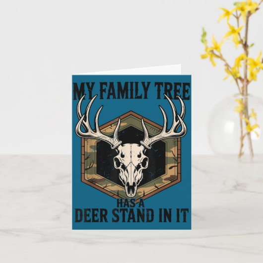 Camo Deer Hunting My Family Tree Has Deer Stand In カード (黄色い花)