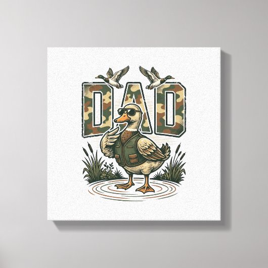 Camo Duck Dad Vintage Engraving T-Shirt Design_1 キャンバスプリント (正面)