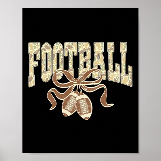 Camo Footll Preppy Coquette Cherries Bow Women Gir ポスター (正面)