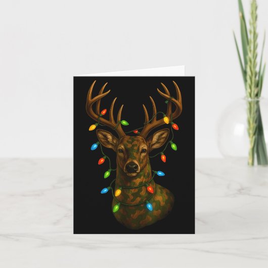 Camo Hunting Reindeer Deer Christmas Holiday Xmas  カード (正面)