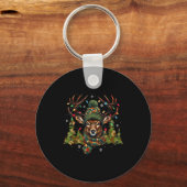 Camo Hunting Reindeer Deer Xmas Lights Christmas H キーホルダー (正面)