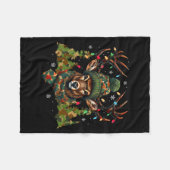 Camo Hunting Reindeer Deer Xmas Lights Christmas H フリースブランケット (正面(横))