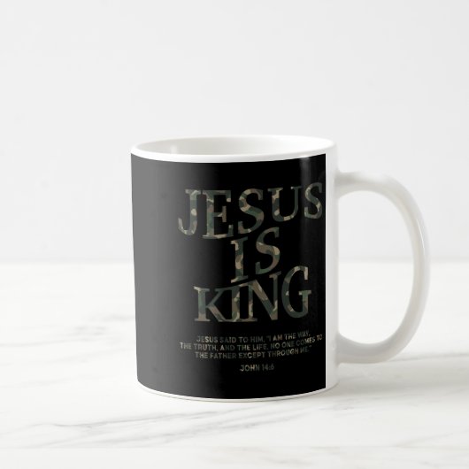 Camo Jesus Is King Shirt Christian Youth Men God S コーヒーマグカップ (右)