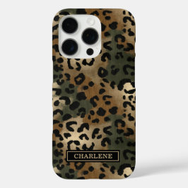 Camo Leopard Print Monogrammed iPhone 16 Proケース