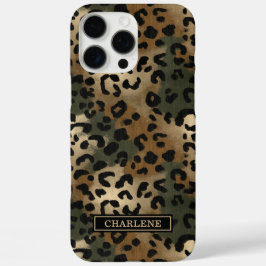 Camo Leopard Print Monogrammed iPhone 16 Pro Maxケース