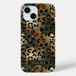 Camo Leopard Print Monogrammed iPhone 15ケース