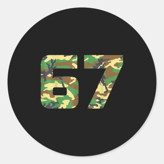 Camo Number 6 7 Funny Meme Costume Six Seven Hunte ラウンドシール (正面)