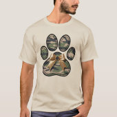 Camo Paw Print Coquette Bow Dog Lover Tシャツ (正面)