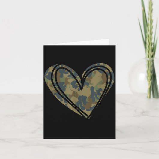 Camo Print Heart Valentines Day  カード (正面)